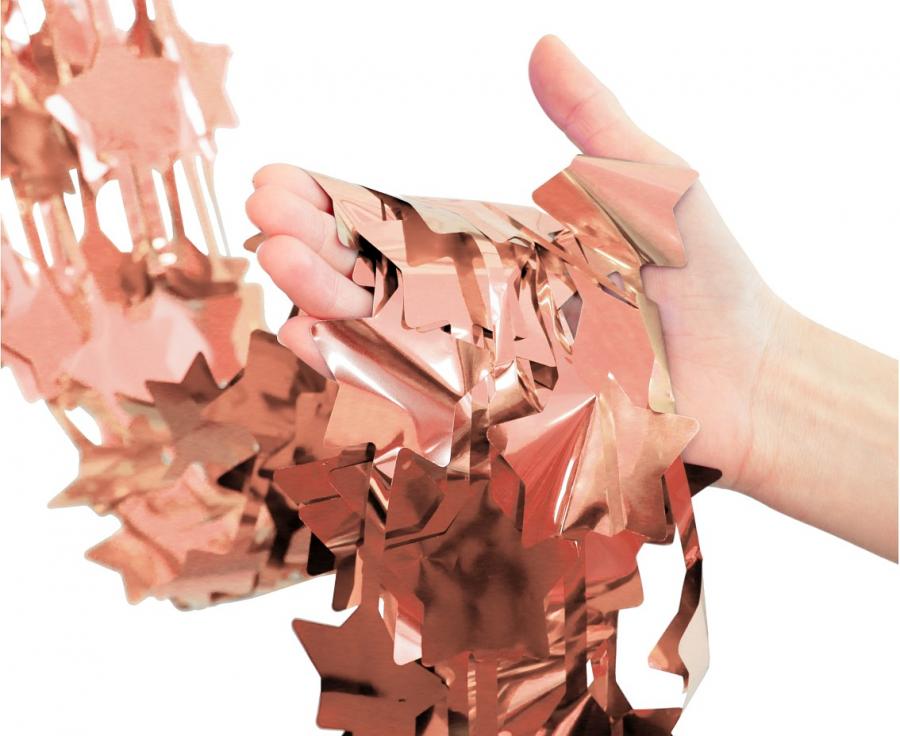Fringe Deko-Vorhang Stars, metallic rose-gold, 100 x 200 cm