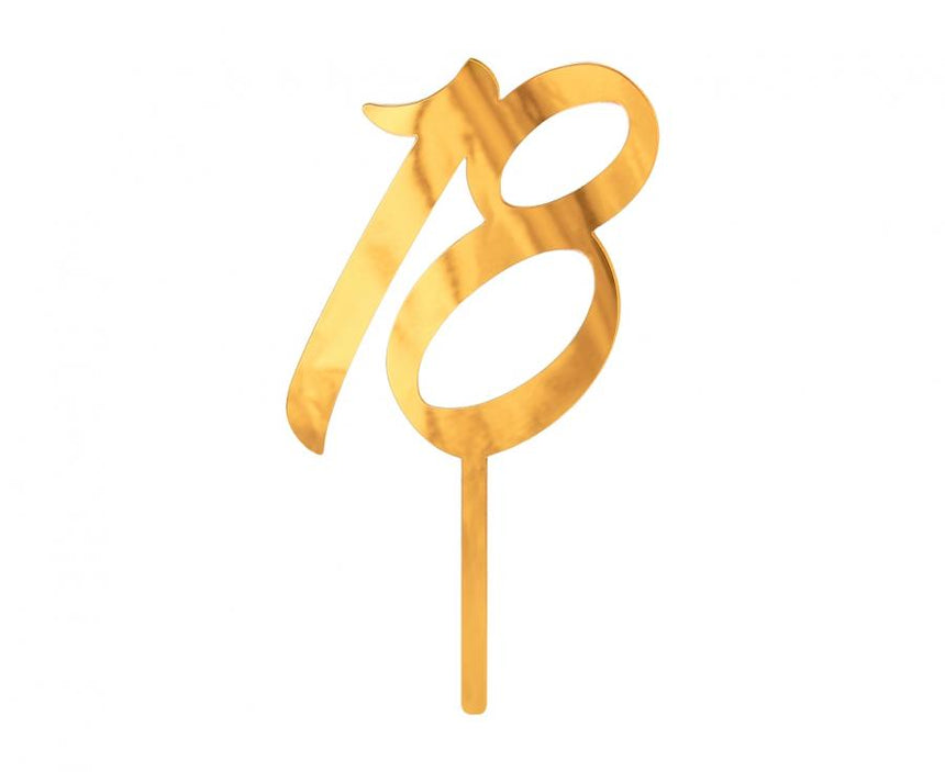 Cake Topper ''18'' 21cm, Metallic gold (1 Stk.)