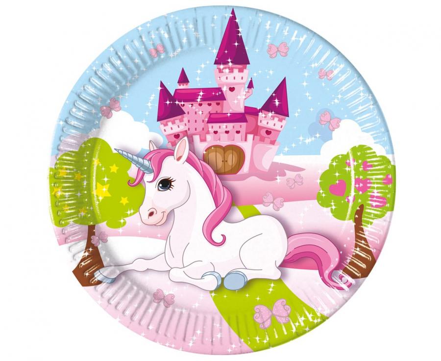 Teller Einhorn 20cm, Metallic Mix (8 Stk.)