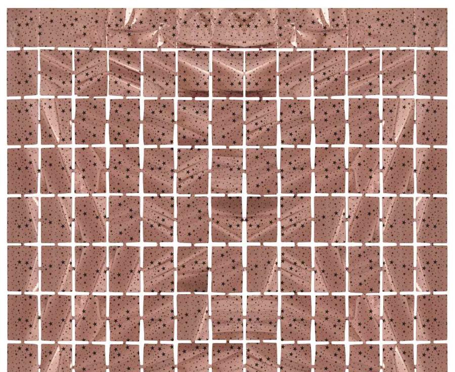 Fransen-Dekogardine Quadratisch - Sterne, Metallic Roségold, 100 x 200 cm