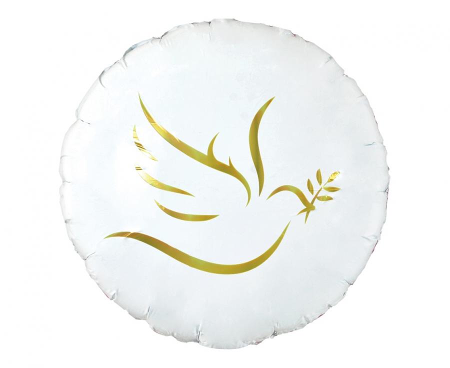 Folienballon Gold Taube, Rund 45cm