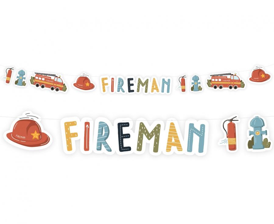 Banner Feuerwehr Birthday 3m, Metallic Mix (1 Stk.)