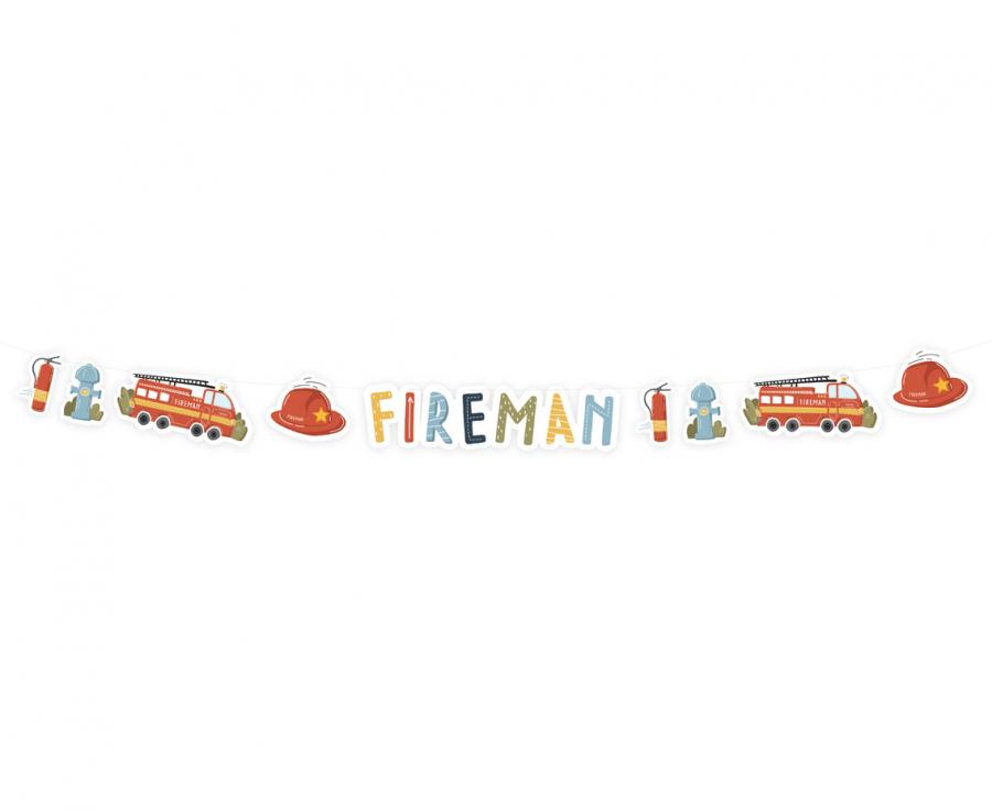 Banner Feuerwehr Birthday 3m, Metallic Mix (1 Stk.)