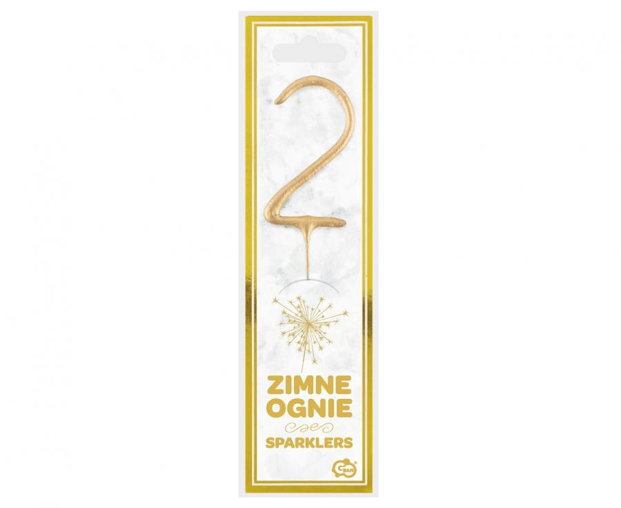 Geburtstagskerzen Sparkler ''2'' 7cm, gold (1 Stk.)