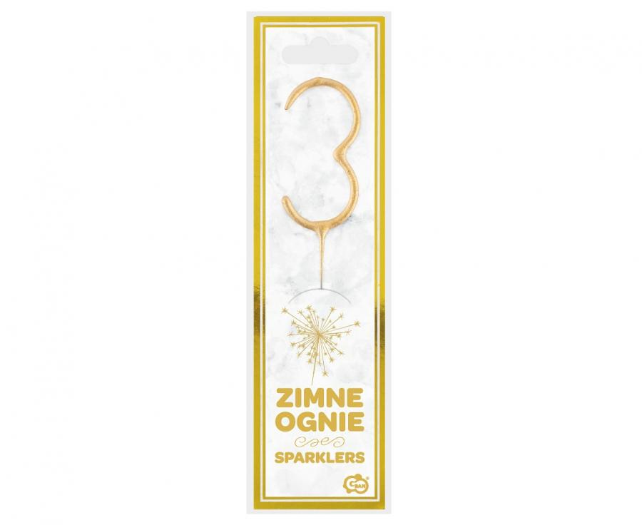 Geburtstagskerzen Sparkler ''3'' 7cm, gold (1 Stk.)