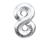 Folienballon Zahl - 8 - 85cm, silber