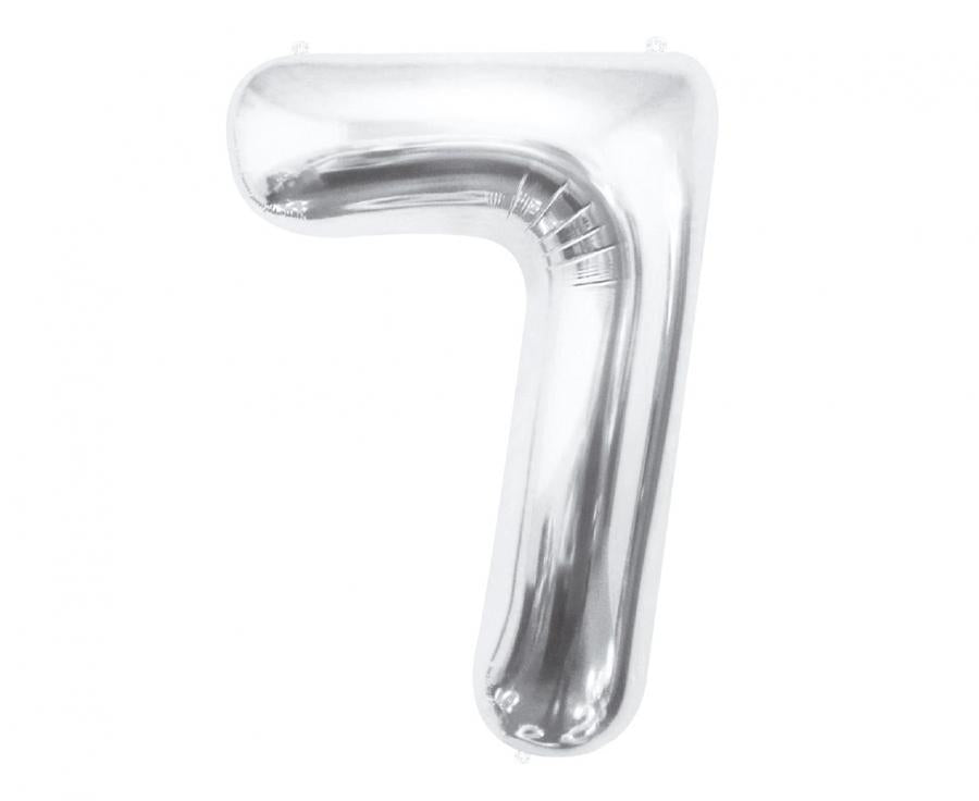 Folienballon Zahl - 7 - 85cm, silber