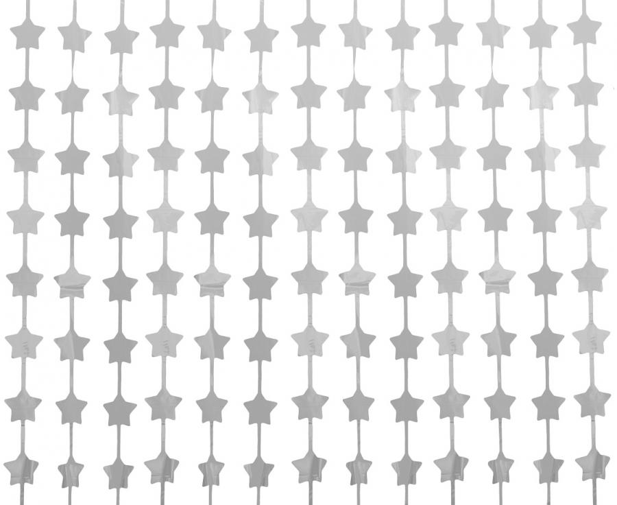Fransen-Dekogardine Stars, matt silber, 100x200 cm