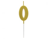 Geburtstagskerze Nummer 0, gold, 9,5 cm