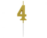 Geburtstagskerze Nummer 4, gold, 9,5 cm