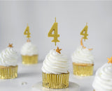 Geburtstagskerze Nummer 4, gold, 9,5 cm