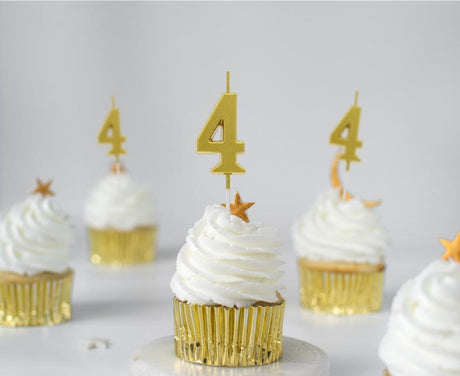 Geburtstagskerze Nummer 4, gold, 9,5 cm