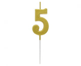 Geburtstagskerze Nummer 5, gold, 9,5 cm