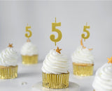 Geburtstagskerze Nummer 5, gold, 9,5 cm