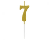 Geburtstagskerze Nummer 7, gold, 9,5 cm
