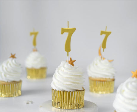 Geburtstagskerze Nummer 7, gold, 9,5 cm