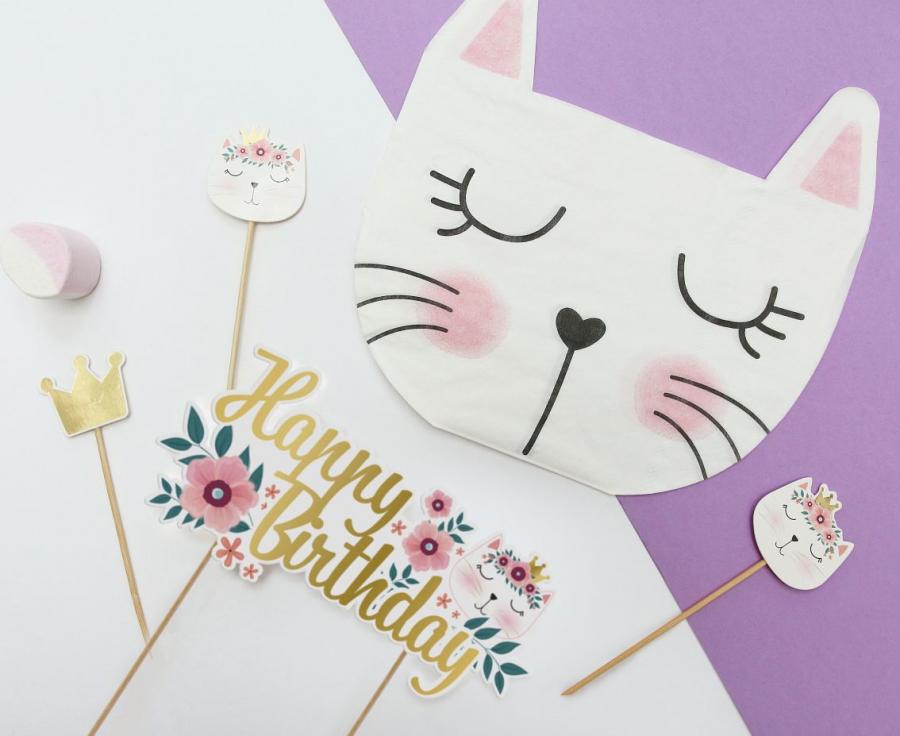 Tortenaufleger Katze - Happy Birthday, 15x19cm