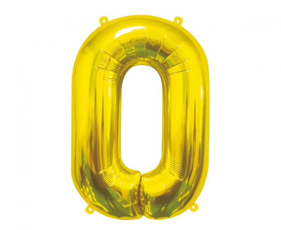Folienballon Zahl - 0 - 85cm, gold