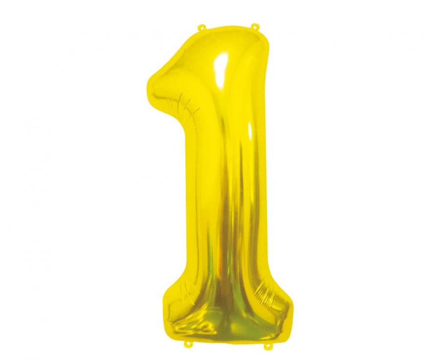 Folienballon Zahl - 1 - 85cm, gold