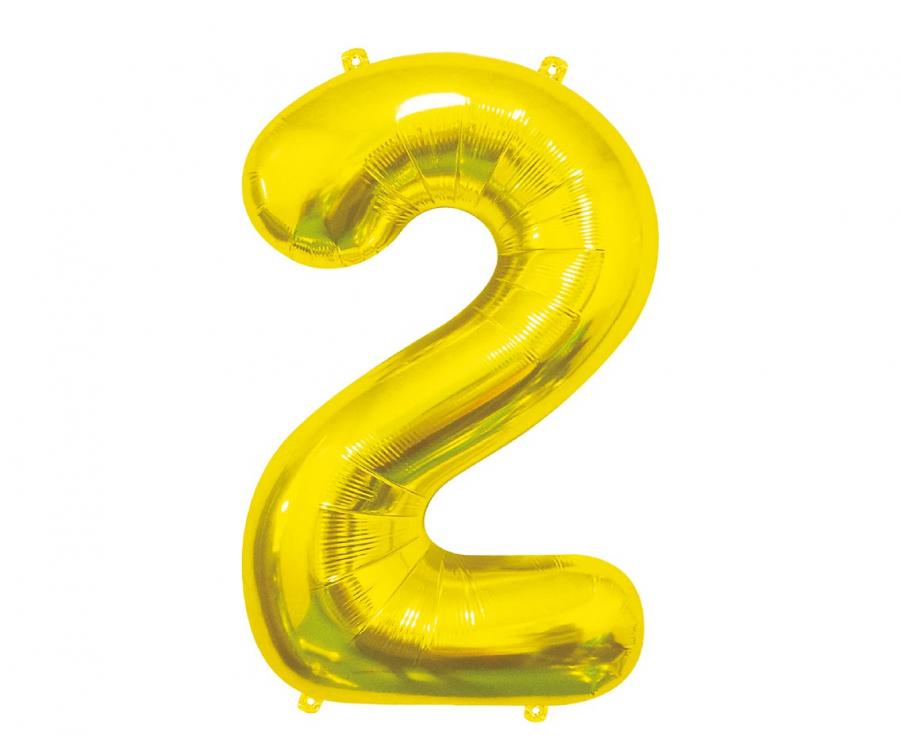 Folienballon Zahl - 2 - 85cm, gold