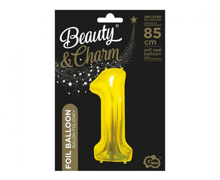 Folienballon Zahl - 1 - 85cm, gold