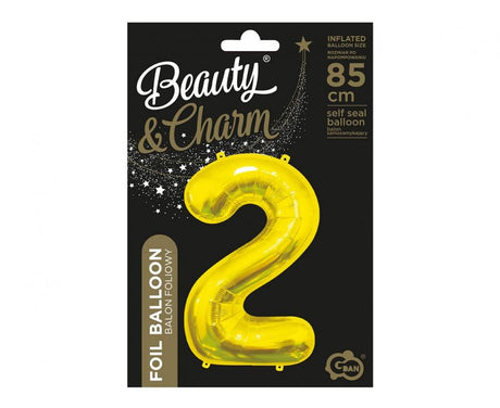 Folienballon Zahl - 2 - 85cm, gold