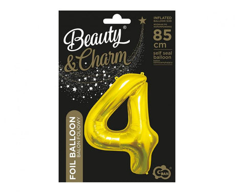Folienballon Zahl - 4 - 85cm, gold