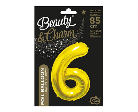 Folienballon Zahl - 6 - 85cm, gold