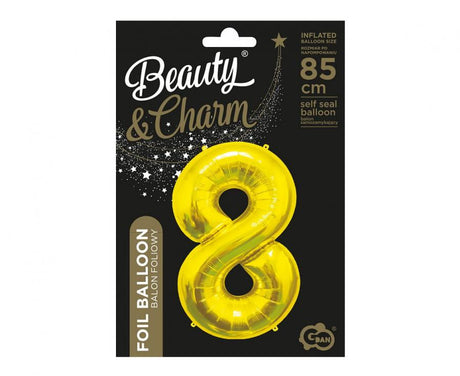 Folienballon Zahl - 8 - 85cm, gold