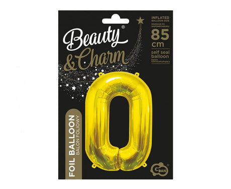 Folienballon Zahl - 0 - 85cm, gold