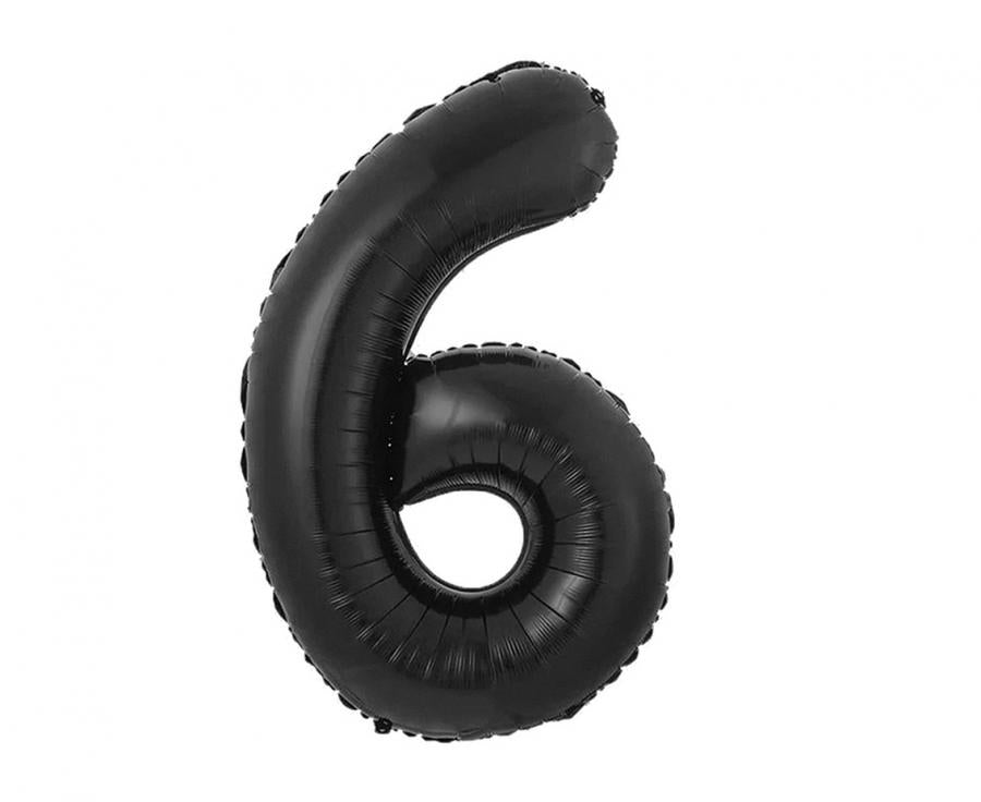 Folienballon Zahl - 6 - 85cm, schwarz