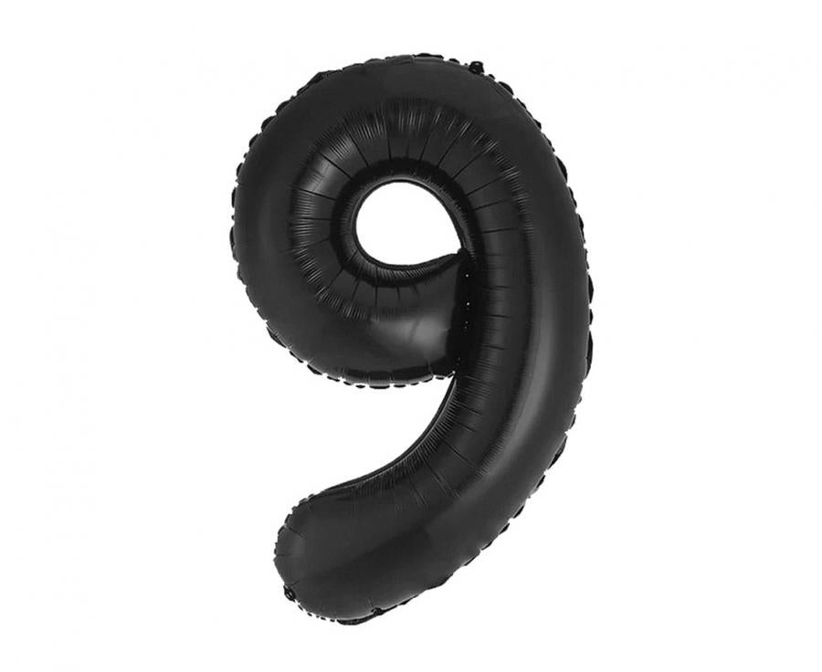 Folienballon Zahl - 9 - 85cm, schwarz