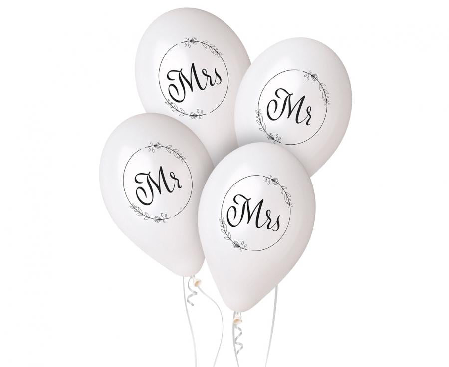 Ballone Mr. & Mrs. 33cm, Pastell White (4 Stk.)