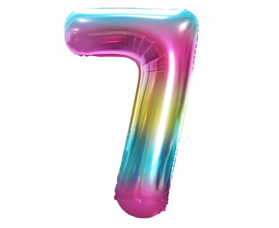 Folienballon Zahl - 7 - 85cm, rainbow