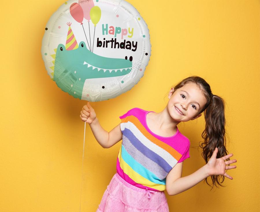 Folienballon Kleines Krokodil - happy birthday, 36cm