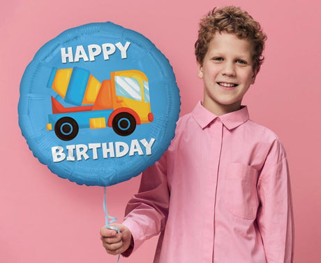 Folienballon Baufahrzeug "Happy Birthday" , 36cm