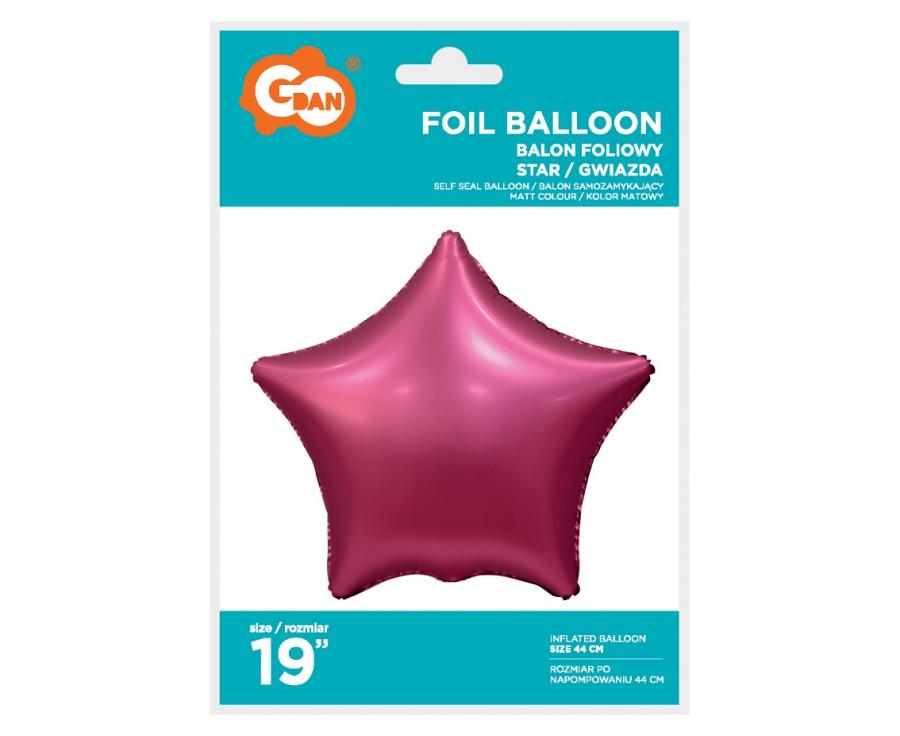 Folienballon Stern, dunkel pink - 44cm/19''