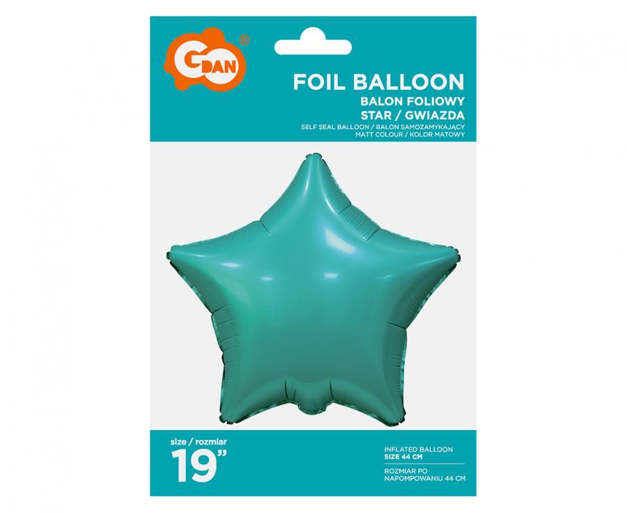 Folienballon Stern, türkis - 44cm/19''