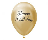 Beauty&Charm Luftballons, Happy Birthday, platin l. gold, 12"/ 5 Stück