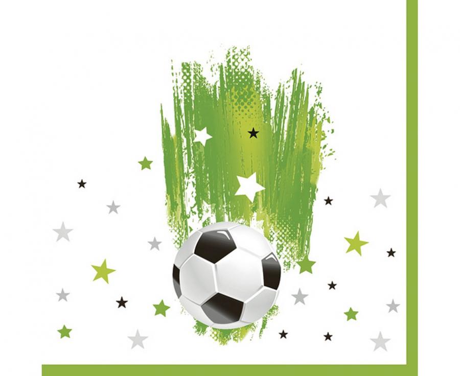 Servietten Fussball 13.5cm x 13.5cm, Pastell Mix (20 Stk.)