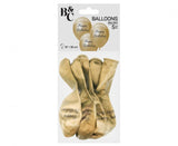 Beauty&Charm Luftballons, Happy Birthday, platin l. gold, 12"/ 5 Stück