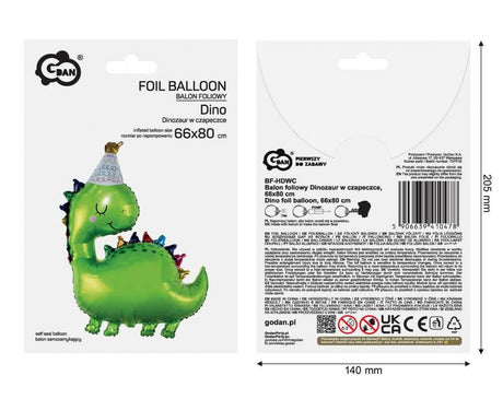 Folienballon Dinosaurier, 66x80cm (1 Stk.)