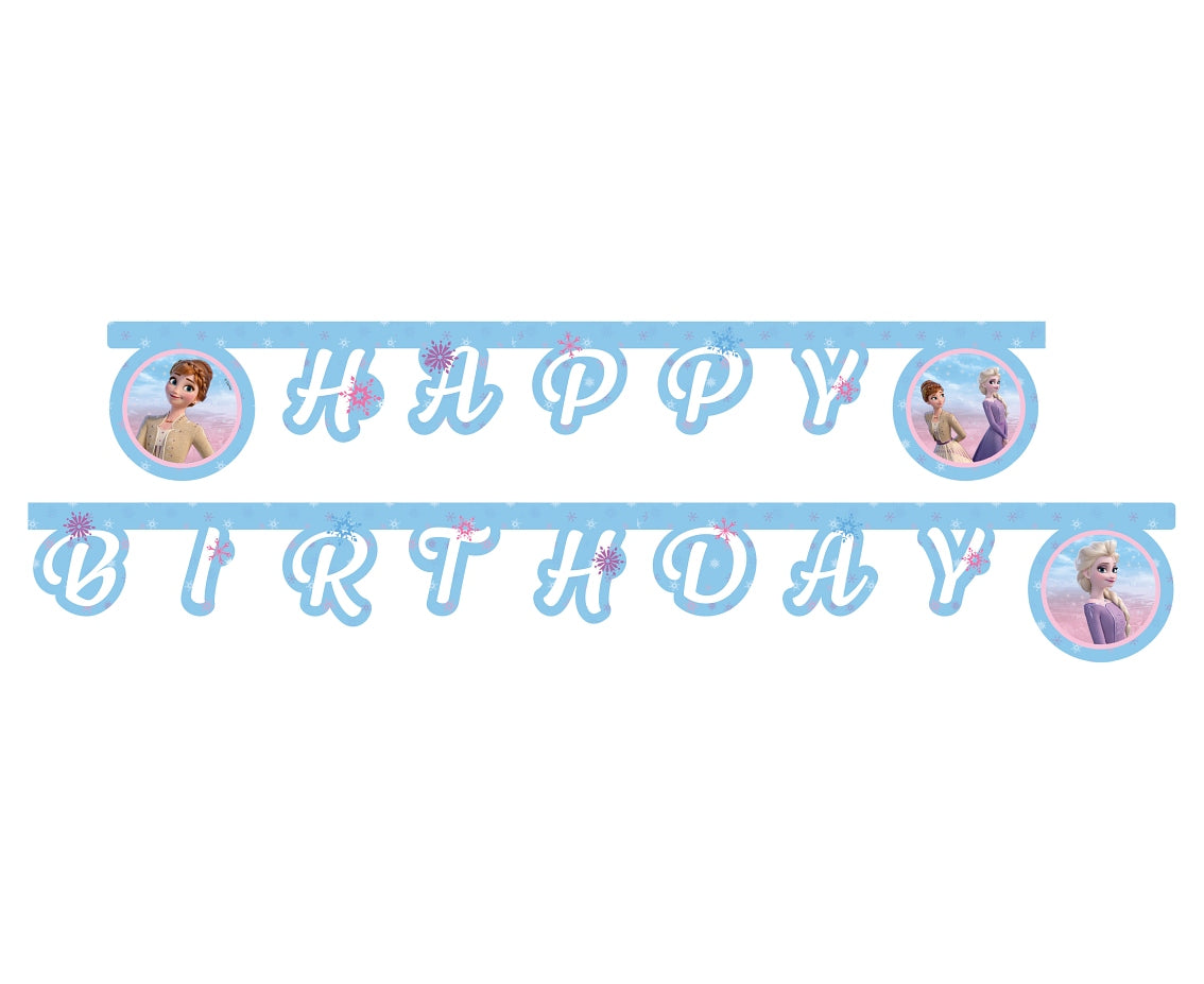 Banner Frozen Happy Birthday 2m, Metallic Mix (1 Stk.)