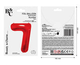 Folienballon Zahl - 7 - 85cm, rot
