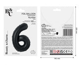 Folienballon Zahl - 6 - 85cm, schwarz