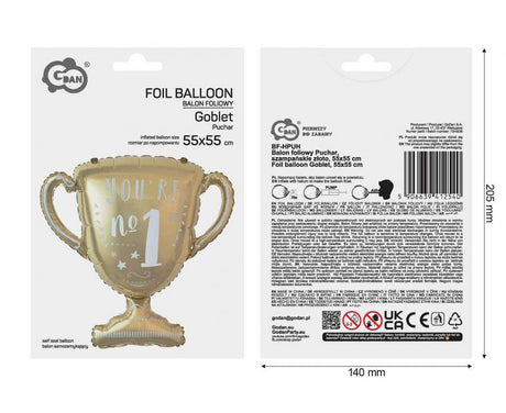 Ballone Pokal 55x55 cm, Metallic gold (1 Stk.)
