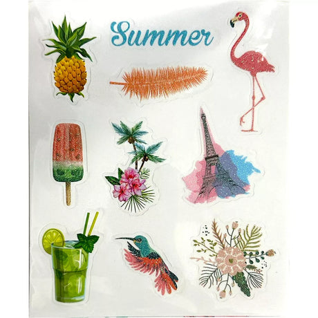 Stickers, Sommer Fun Glitzer Aufkleber Set 3 Bögen