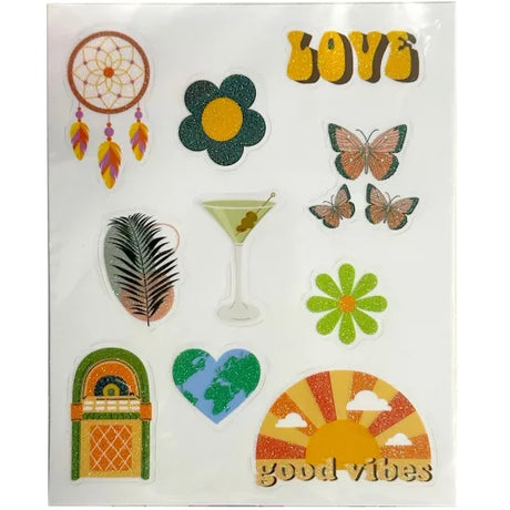 Stickers, Farbe Joke Glitzer-Aufkleber-Set 3 Bögen