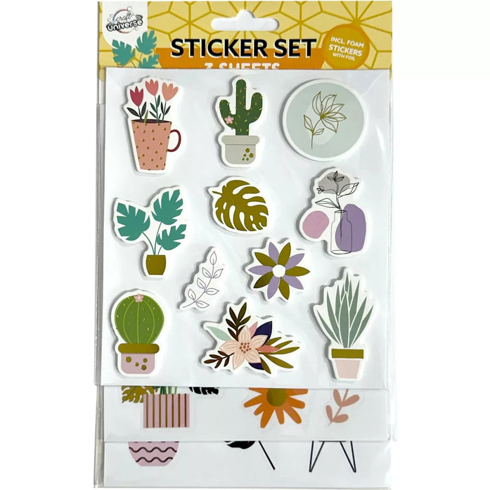 Stickers, Farbe Cactus Pflanzenaufkleber Set 3 Bögen