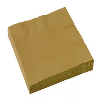 Servietten Uni 33cm x 33cm, Pastell gold (20 Stk.)
